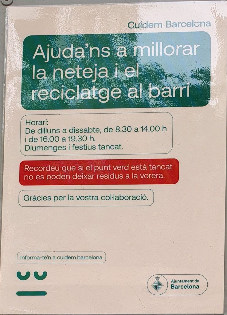 timetable recycling point in clot district barcelona